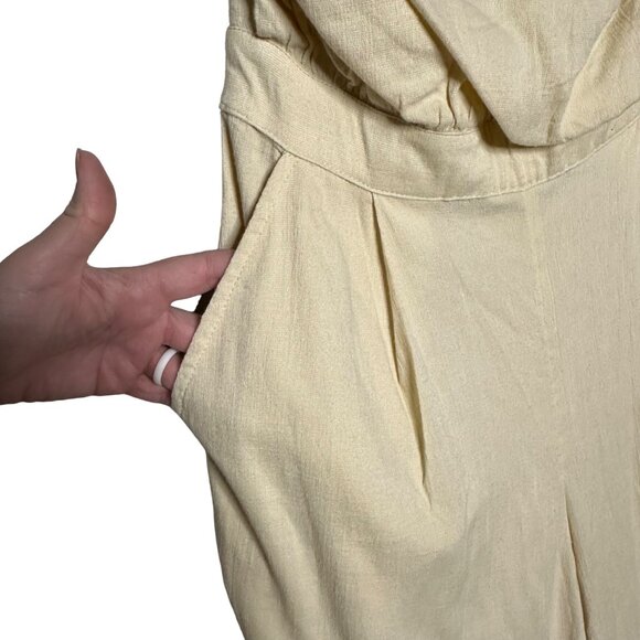 Free People Avery Jumpsuit Size 4 Washed Out Cream One Shoulder New - Picture 4 of 11